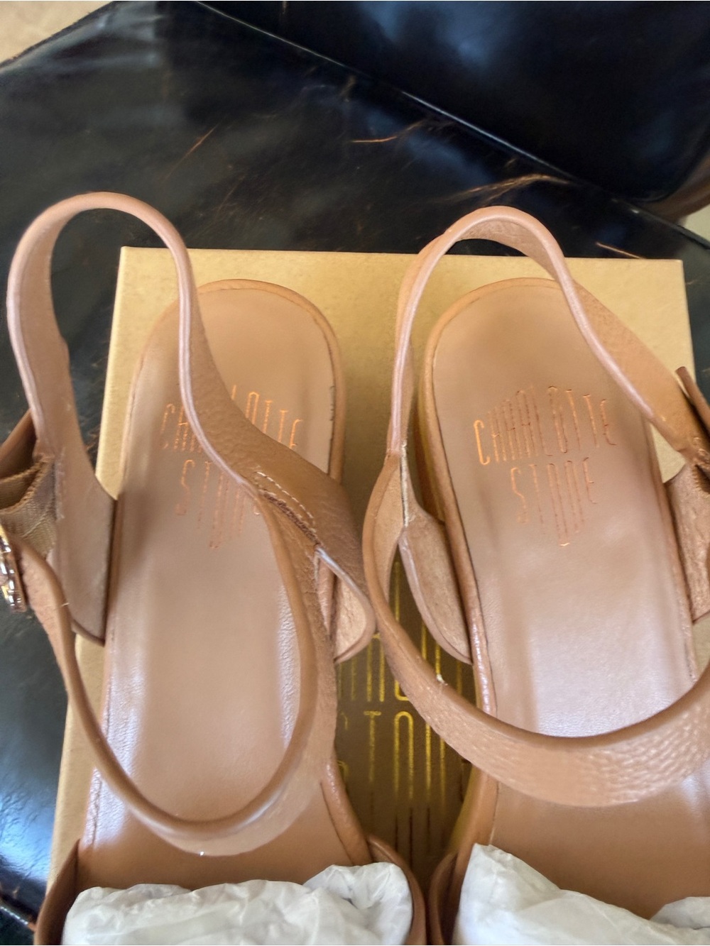 Charlotte Stone Allie Tan clog sandal, Color: Camel - Picture 4 of 6
